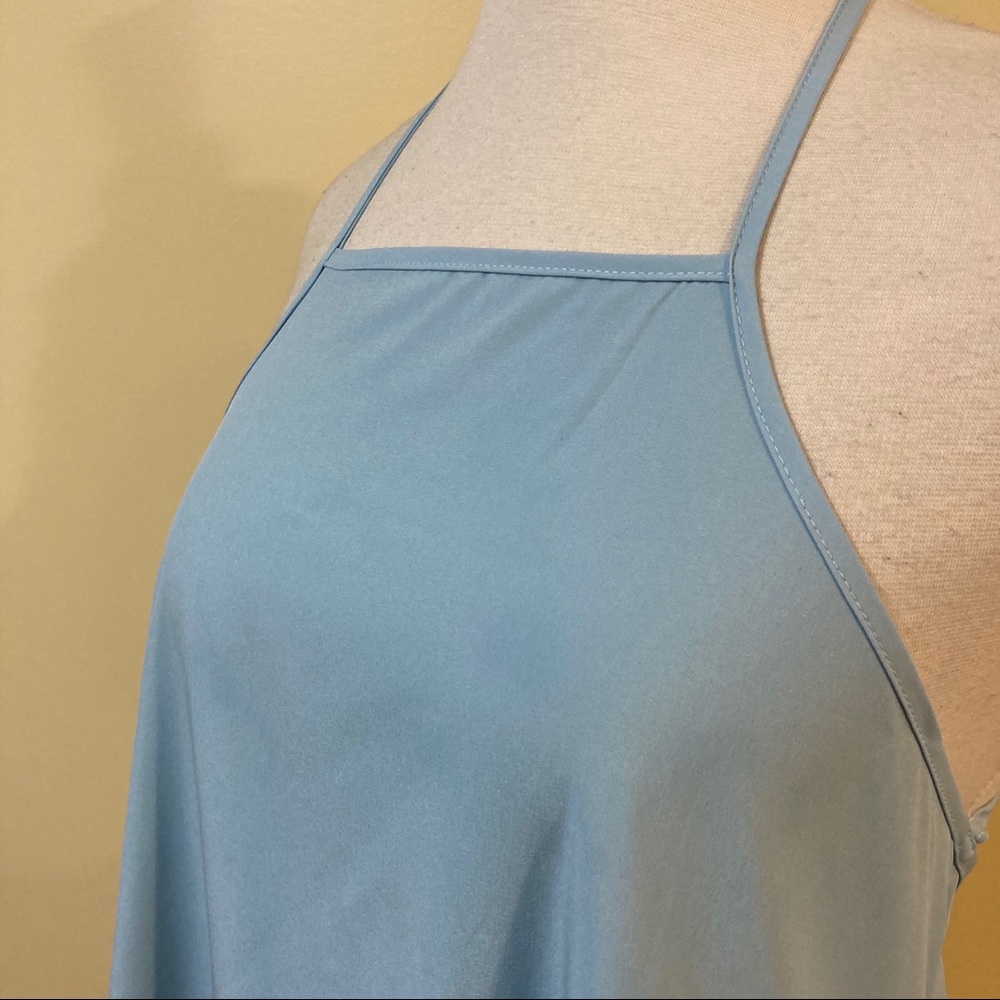 Strappy Open Back Halter A Line Slip Dress Baby Blue - Picture 4 of 9